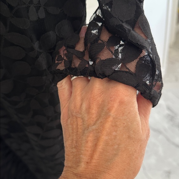 Garnet Hill Black Floral Lace Dress size 10 - Picture 5 of 12